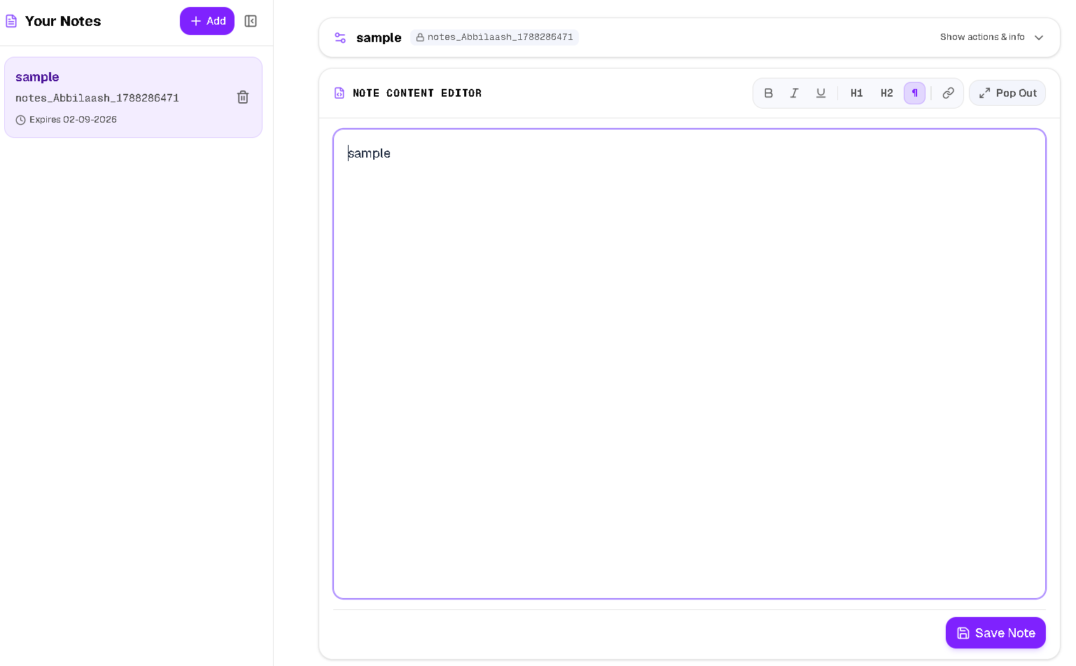 Instant Shareable Decay Notes